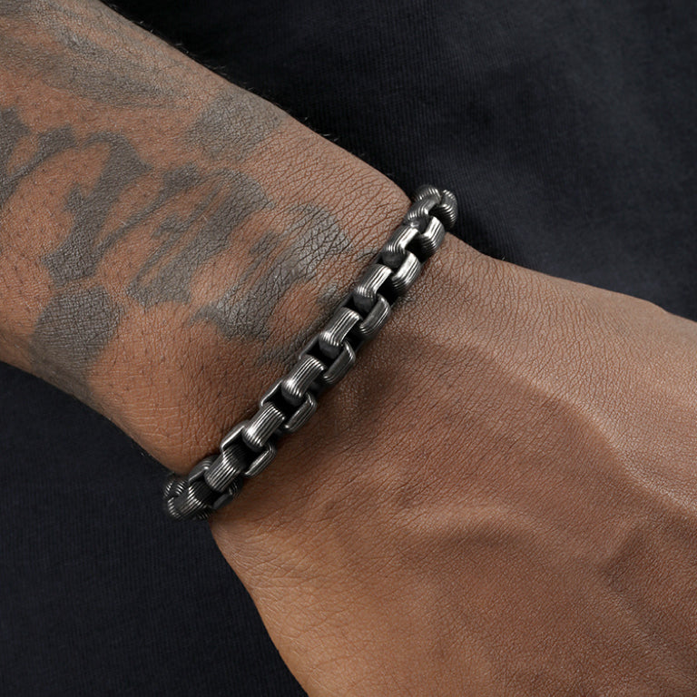 Punk Titanium Bracelet – RustEdge Steel Industrial with Oxidized Finish detail image - detail view 3