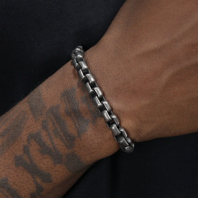 Punk Titanium Bracelet – RustEdge Steel Industrial with Oxidized Finish detail image - detail view 4