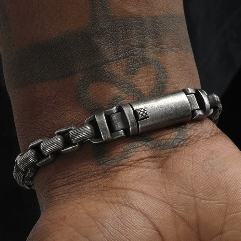 Punk Titanium Bracelet – RustEdge Steel Industrial with Oxidized Finish detail image - detail view 5