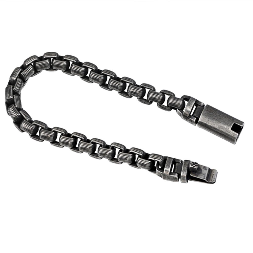 Punk Titanium Bracelet – RustEdge Steel Industrial with Oxidized Finish detail image - detail view 6