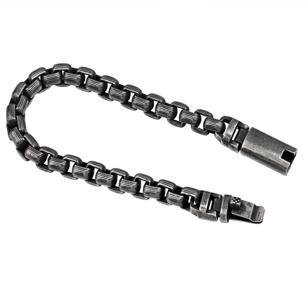 Punk Titanium Bracelet – RustEdge Steel Industrial with Oxidized Finish detail image - detail view 6