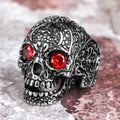Rhinestone Skull Ring – Biker with Red Eye Gothic Punk Rock Statement product image