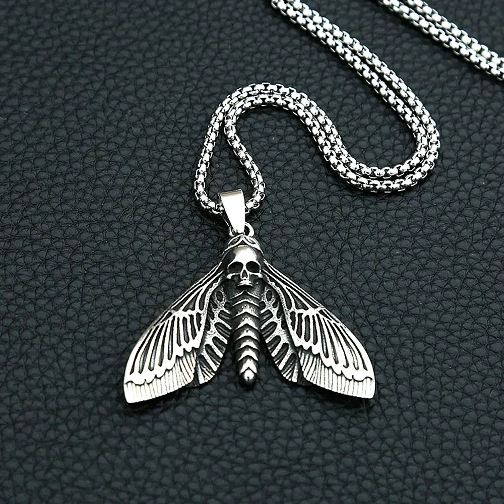 Skull Moth Necklace – Death Gothic Punk Pendant for Alternative Styling, Collecting detail image - detail view 3