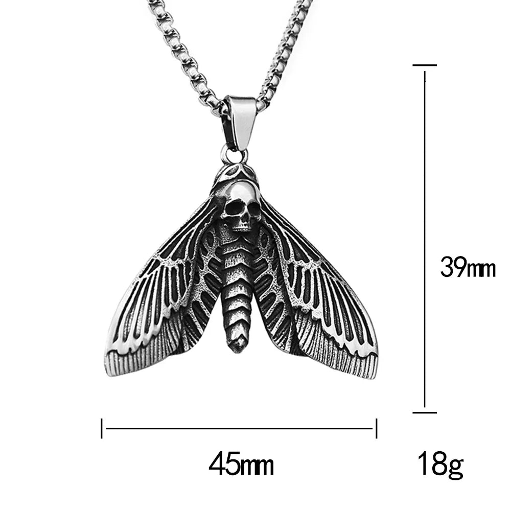 Skull Moth Necklace – Death Gothic Punk Pendant for Alternative Styling, Collecting detail image - detail view 5