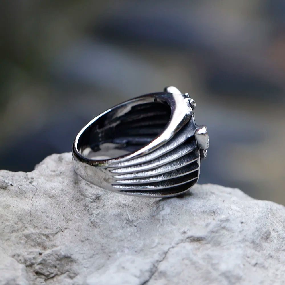 Skull Moth Ring – Death's Head 316L Stainless Steel Gothic Punk Biker detail image - detail view 3