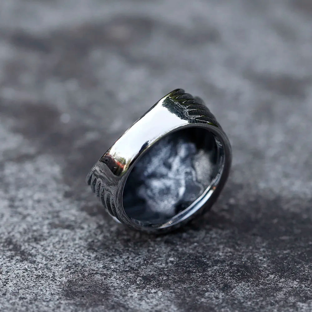 Skull Moth Ring – Death's Head 316L Stainless Steel Gothic Punk Biker detail image - detail view 4