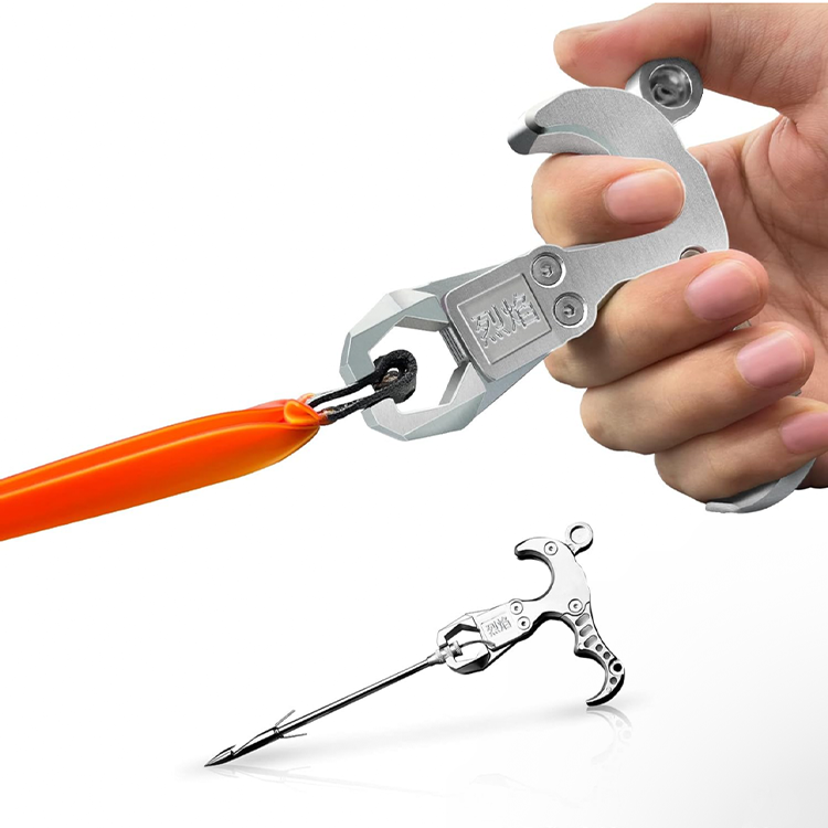 Slingshot Release Device – Stainless Steel Push-Button Clamp with Hunting & Fishing detail image