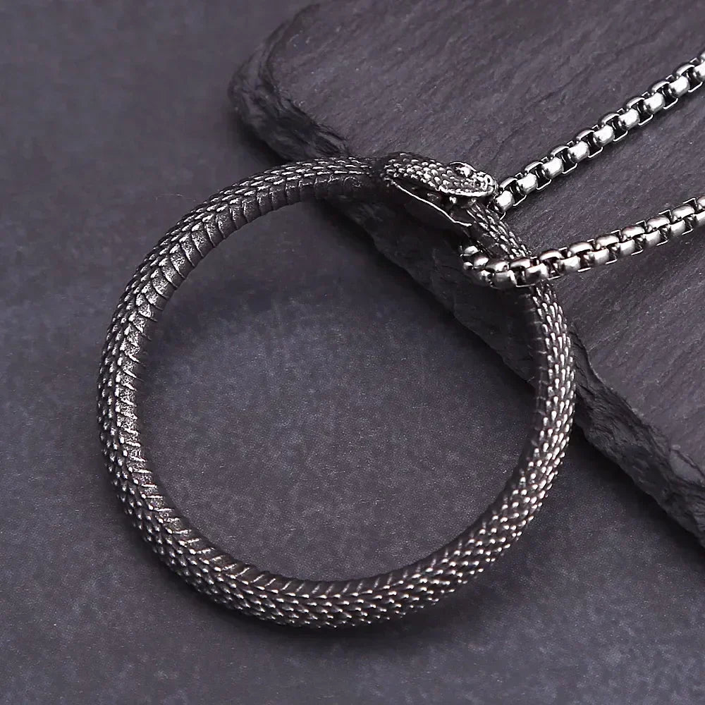 Snake Necklace – Ouroboros Eternity Pendant Gothic Viking Punk Statement detail image