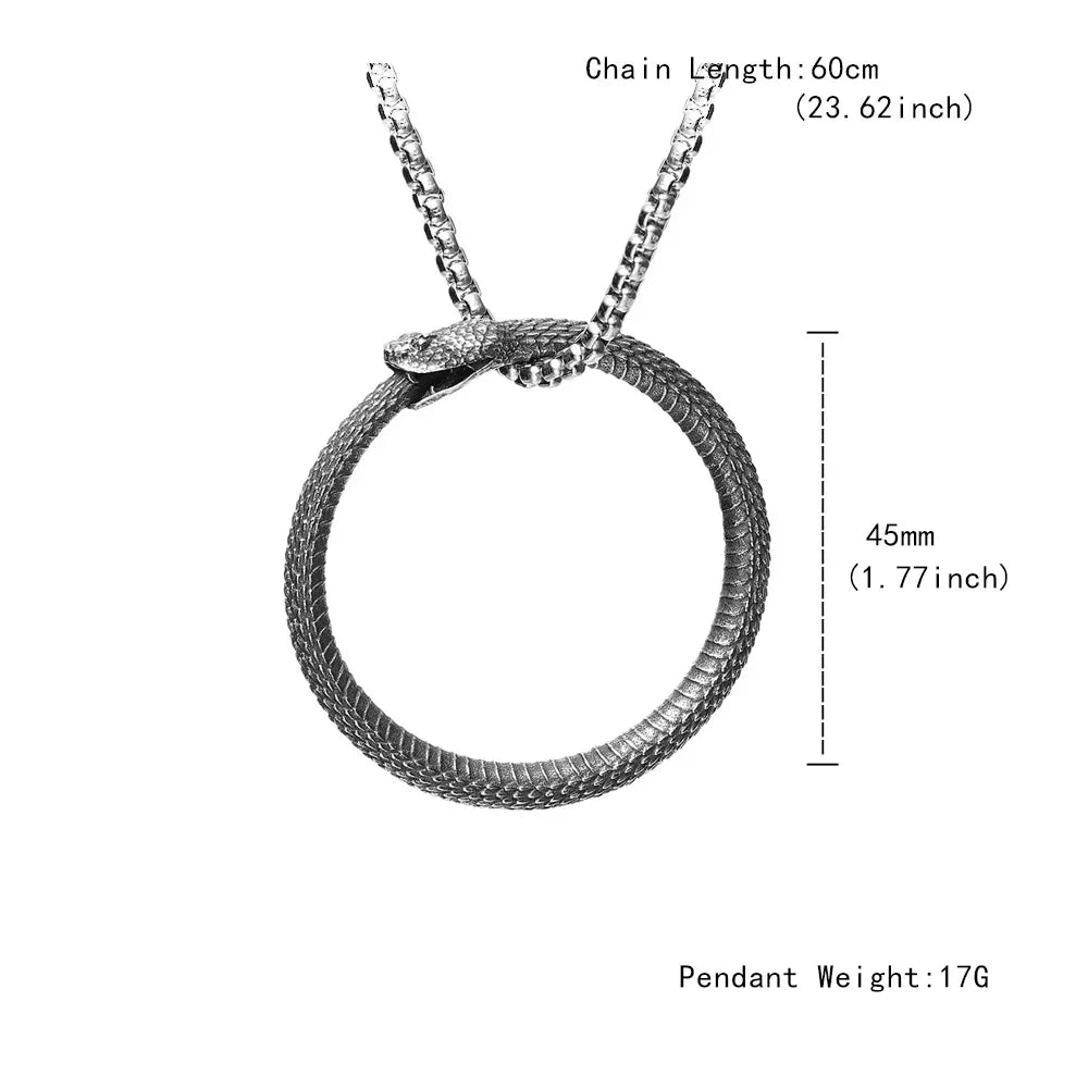 Snake Necklace – Ouroboros Eternity Pendant Gothic Viking Punk Statement detail image - detail view 4