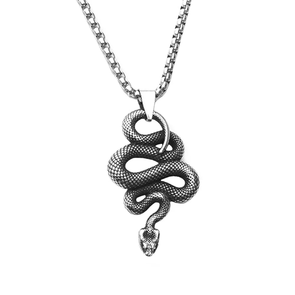 Snake Necklace – Serpent Bound Chain Punk Gothic Biker Viking Statement detail image - detail view 6