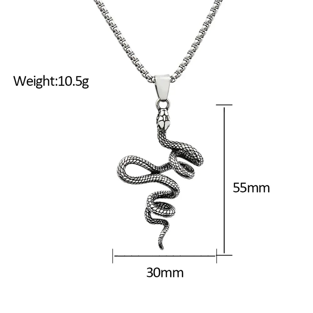 Snake Necklace – Serpent Coil Pendant Gothic Punk Biker Viking Statement detail image - detail view 6