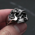 Snake Ring – Skull with Amulet Gothic Punk Biker Viking Statement product image
