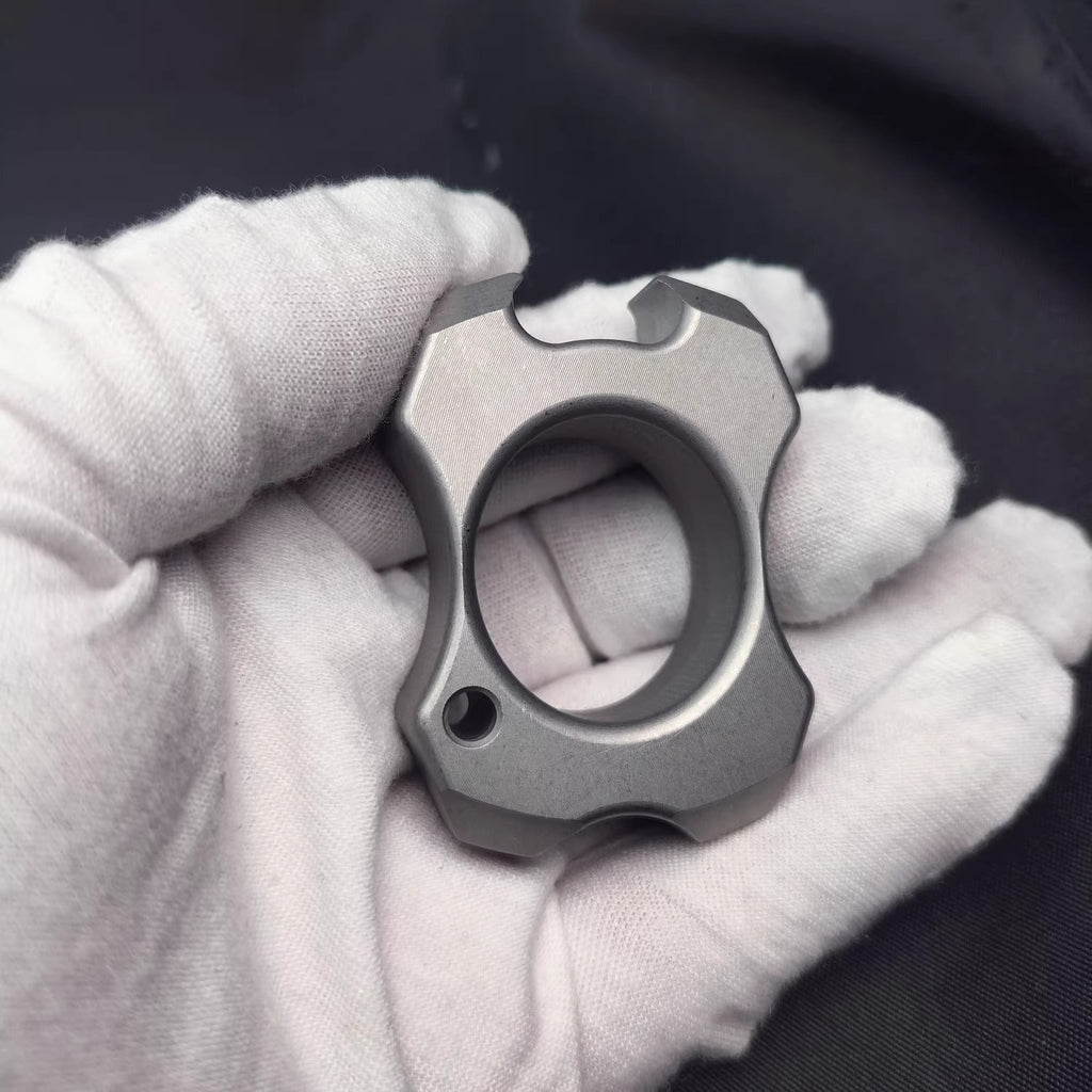 Stainless Steel Bottle Opener Knuckles – 304 Ultra-Thick with 14mm Sandblasted EDC Ring detail image - detail view 5