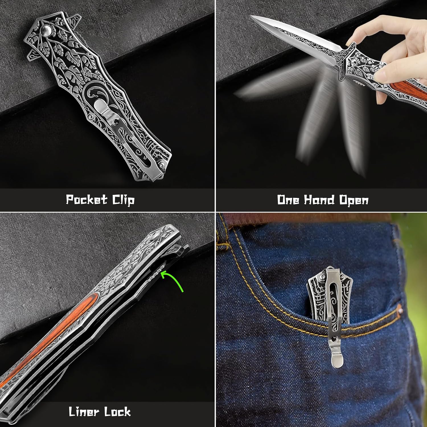 Stainless Steel EDC Knife for Everyday Utility, Collecting, And Outdoor Tasks detail image - detail view 3