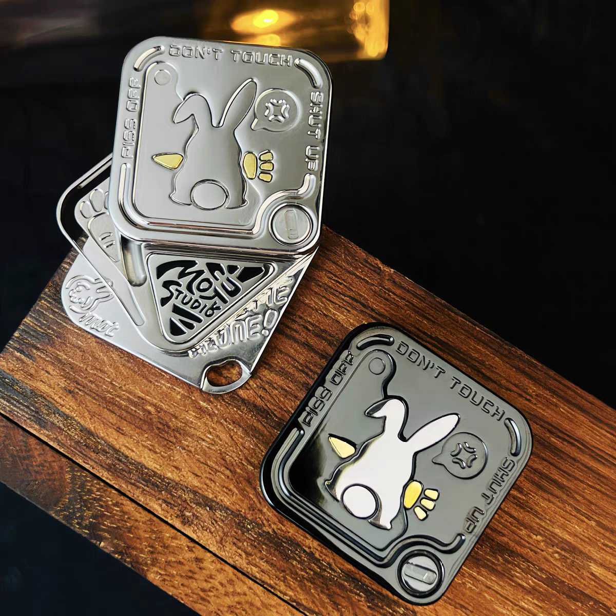Stainless Steel Fidget Slider – Rabbit Snap Side-Push EDC Collectible Attitude Toy detail image