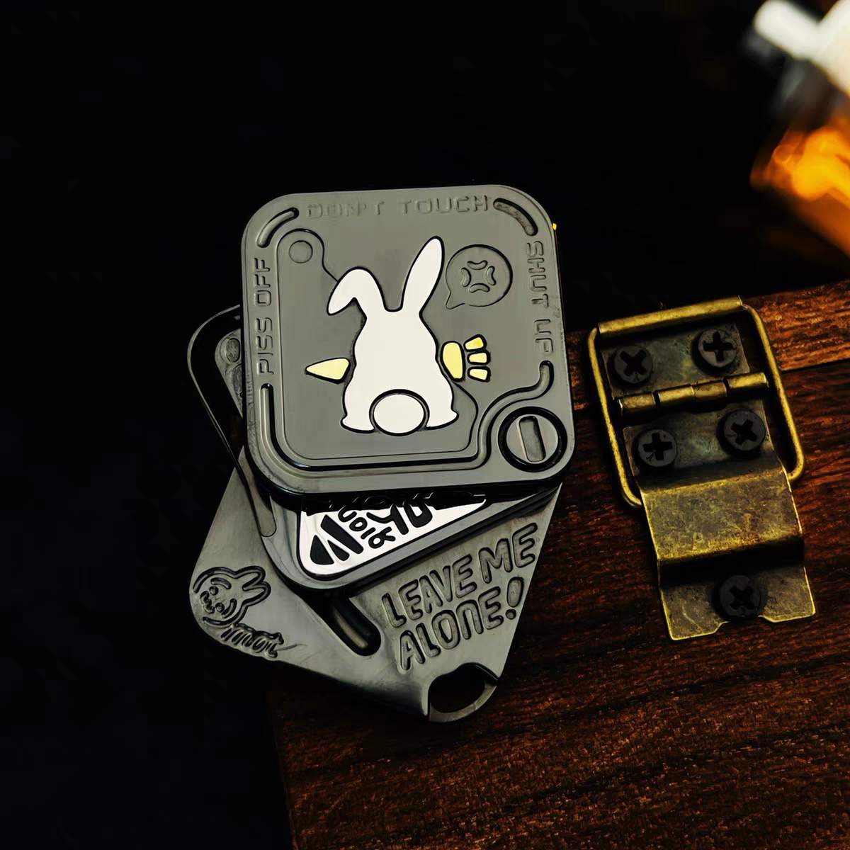 Stainless Steel Fidget Slider – Rabbit Snap Side-Push EDC Collectible Attitude Toy variant image