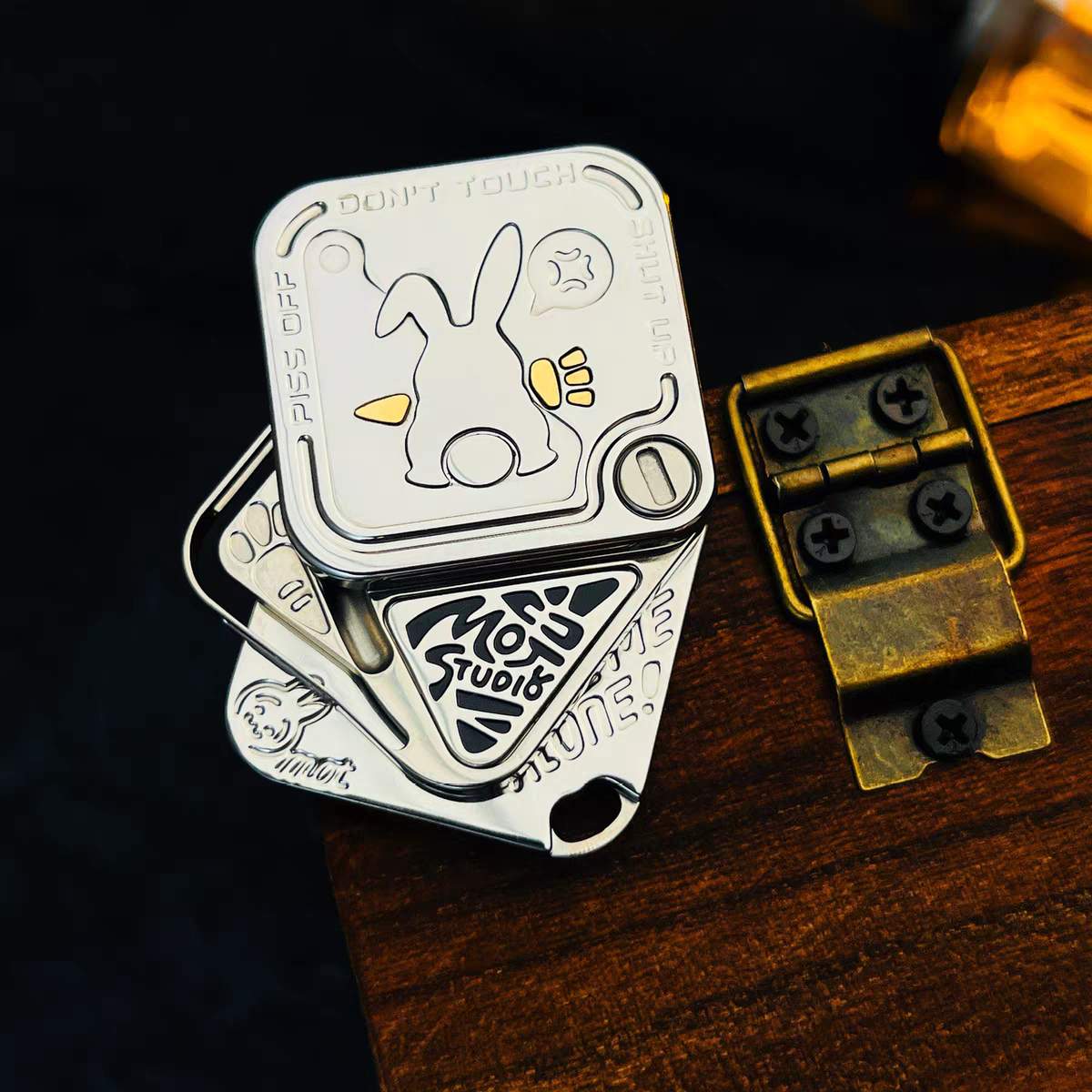 Stainless Steel Fidget Slider – Rabbit Snap Side-Push EDC Collectible Attitude Toy variant image - product view 5