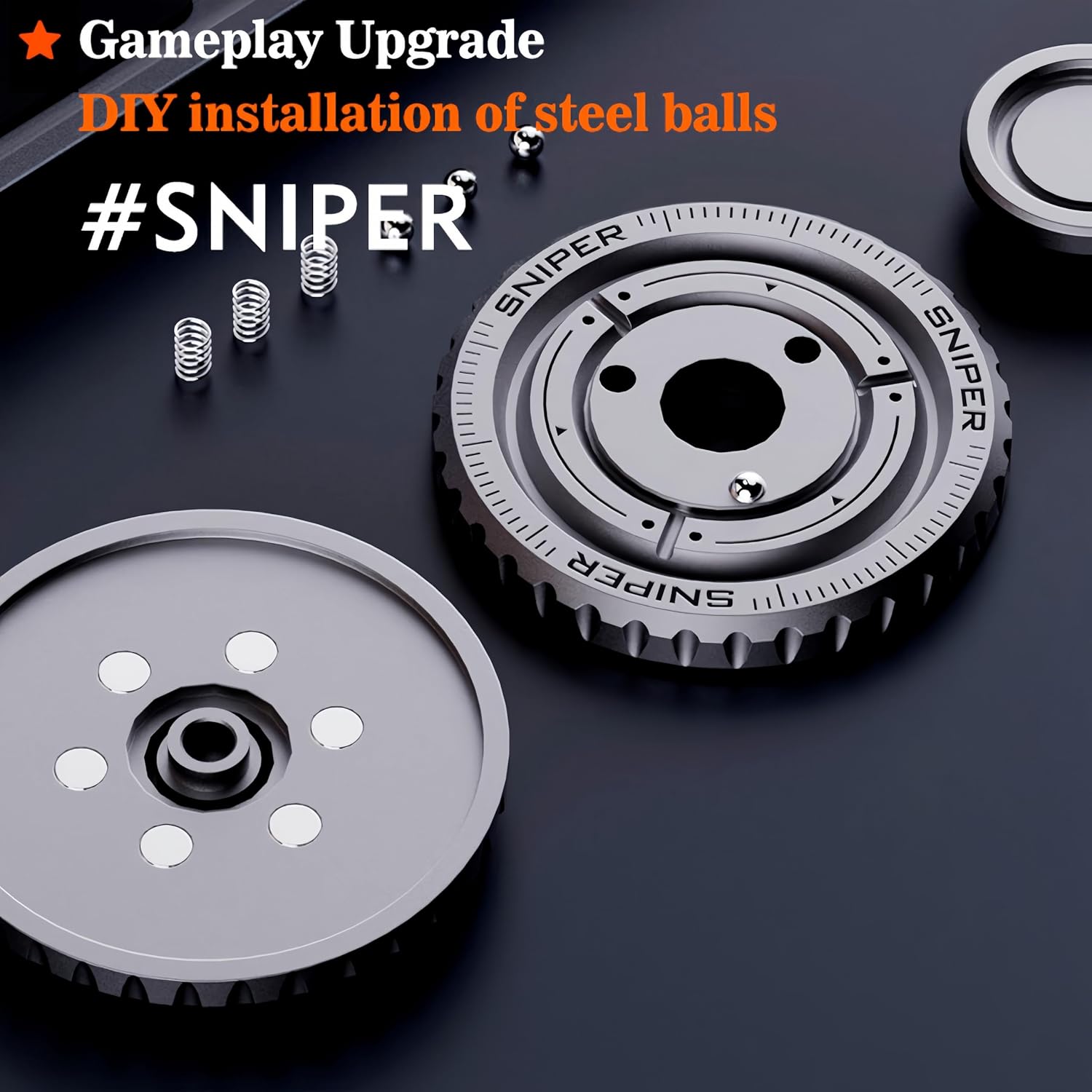 Stainless Steel Fidget Slider – TriVortex 3-in-1 with Premium CNC Aluminum EDC Spinner detail image - detail view 3