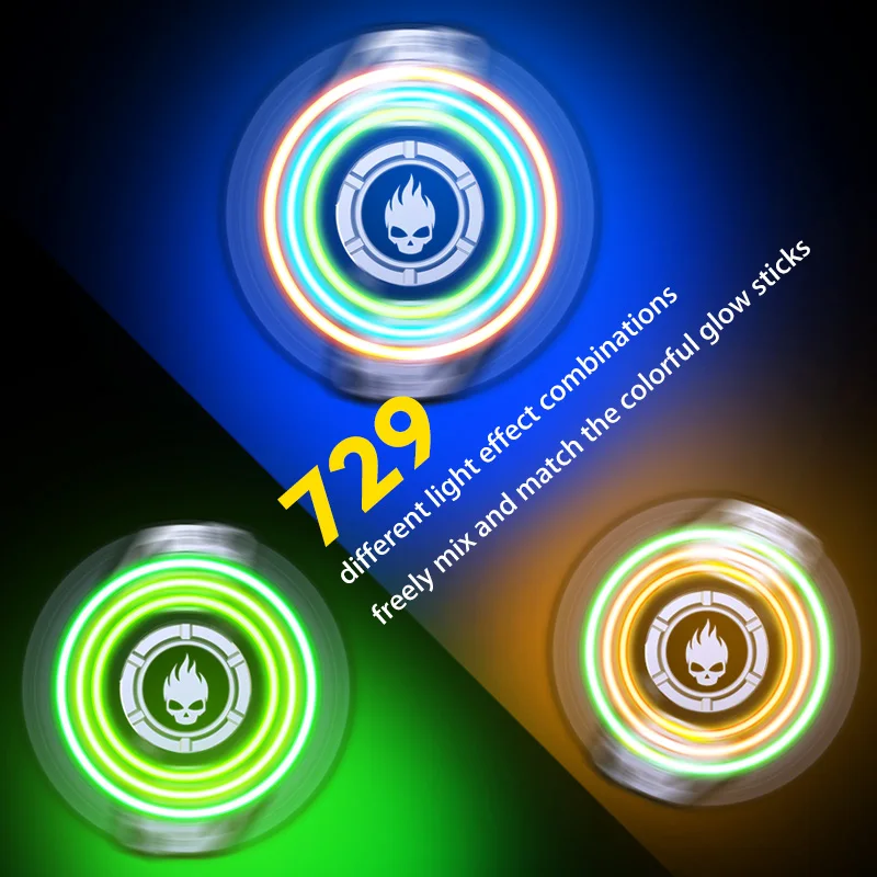 Stainless Steel Fidget Spinner – Metal Glow in the Dark Skull UFO detail image - detail view 6