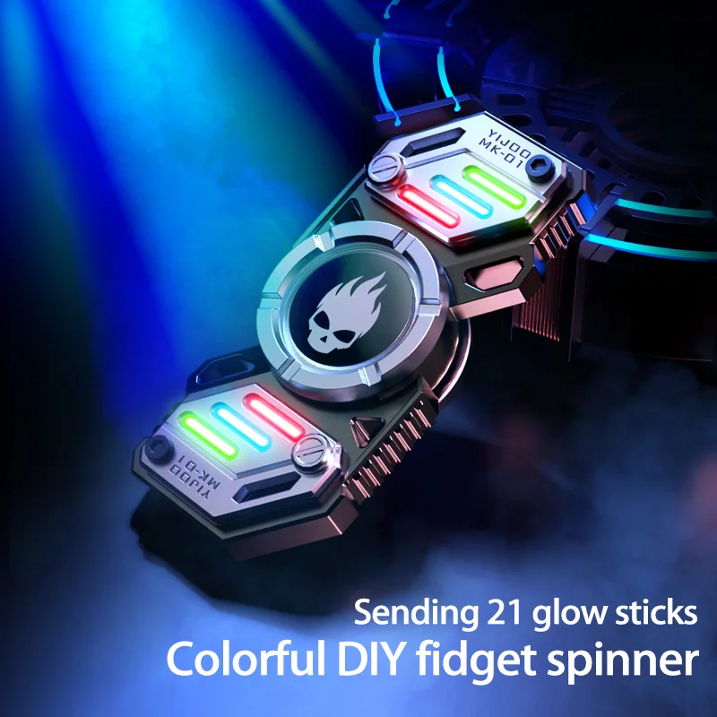 Stainless Steel Fidget Spinner – Metal Glow in the Dark Skull UFO detail image - detail view 7