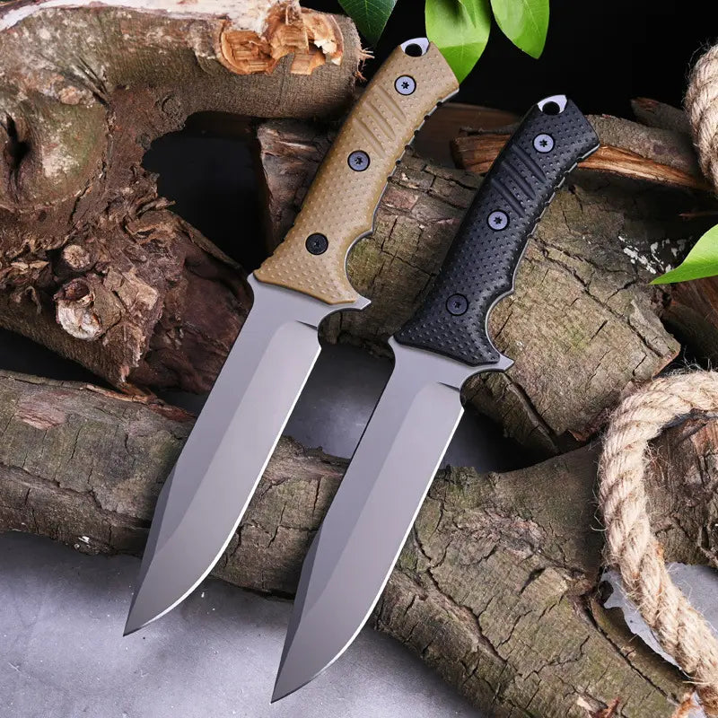Stainless Steel Fixed Blade Knife – Full Tang Stonewash Tactical Sheath Survival Hunting detail image