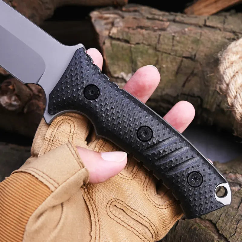 Stainless Steel Fixed Blade Knife – Full Tang Stonewash Tactical Sheath Survival Hunting detail image - detail view 4