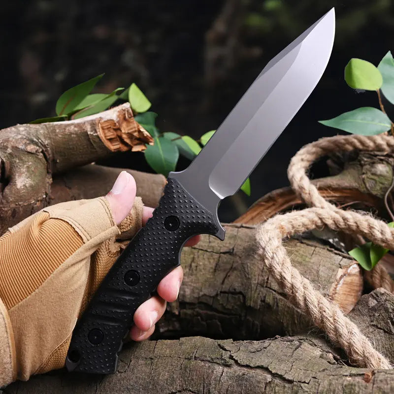 Stainless Steel Fixed Blade Knife – Full Tang Stonewash Tactical Sheath Survival Hunting detail image - detail view 5