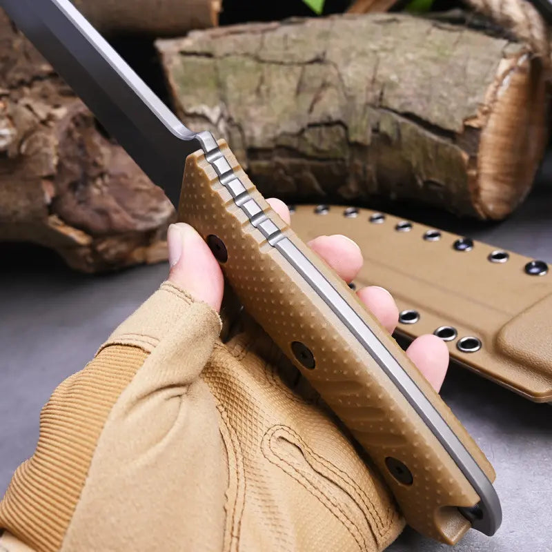 Stainless Steel Fixed Blade Knife – Full Tang Stonewash Tactical Sheath Survival Hunting detail image - detail view 6