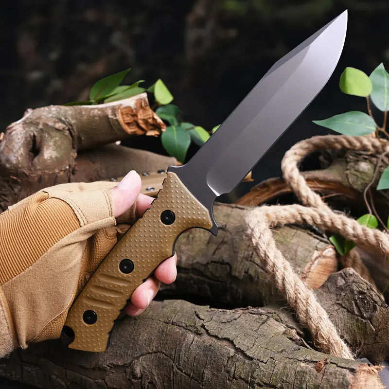 Stainless Steel Fixed Blade Knife – Full Tang Stonewash Tactical Sheath Survival Hunting detail image - detail view 7