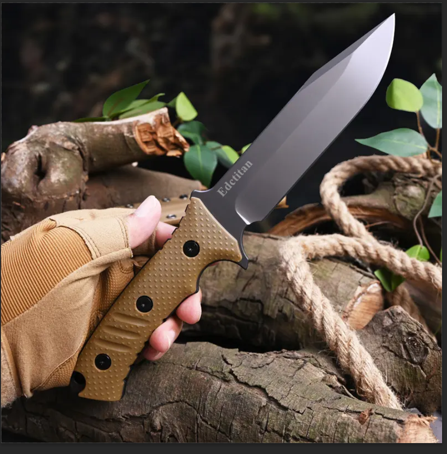 Stainless Steel Fixed Blade Knife – Full Tang Stonewash Tactical Sheath Survival Hunting detail image - detail view 9