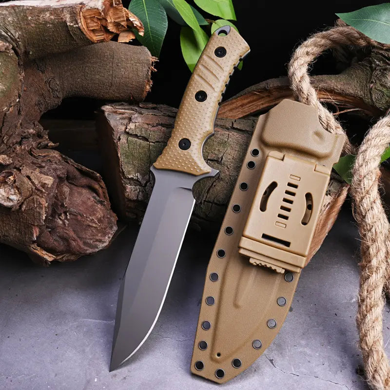 Stainless Steel Fixed Blade Knife – Full Tang Stonewash Tactical Sheath Survival Hunting product image