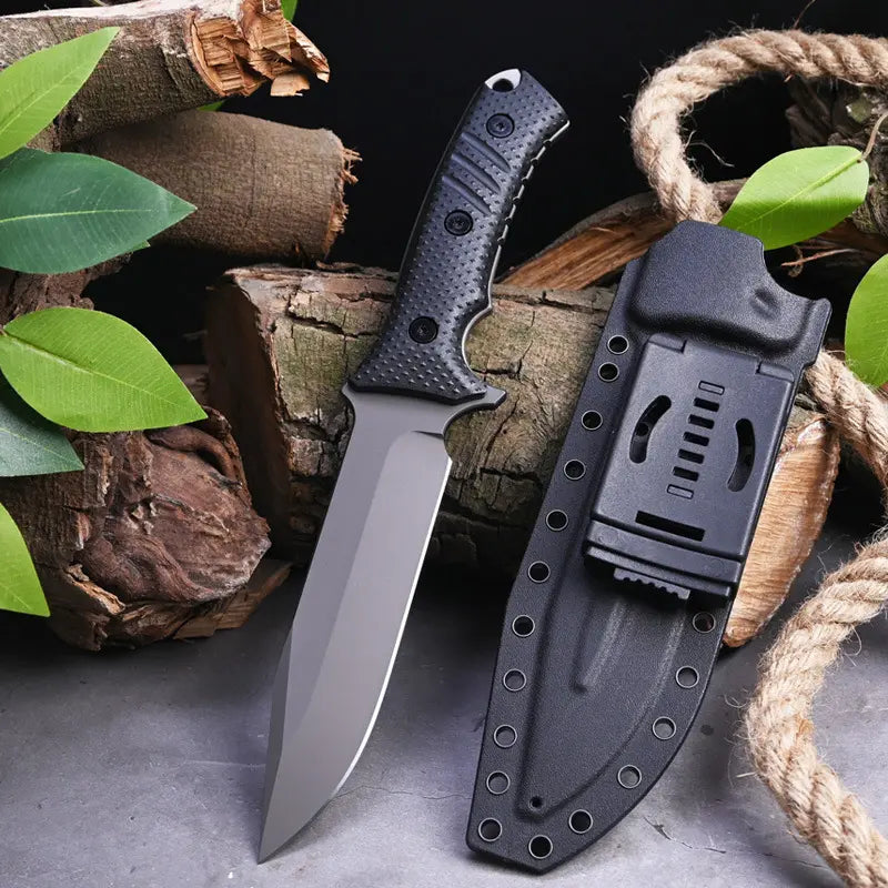 Stainless Steel Fixed Blade Knife – Full Tang Stonewash Tactical Sheath Survival Hunting variant image