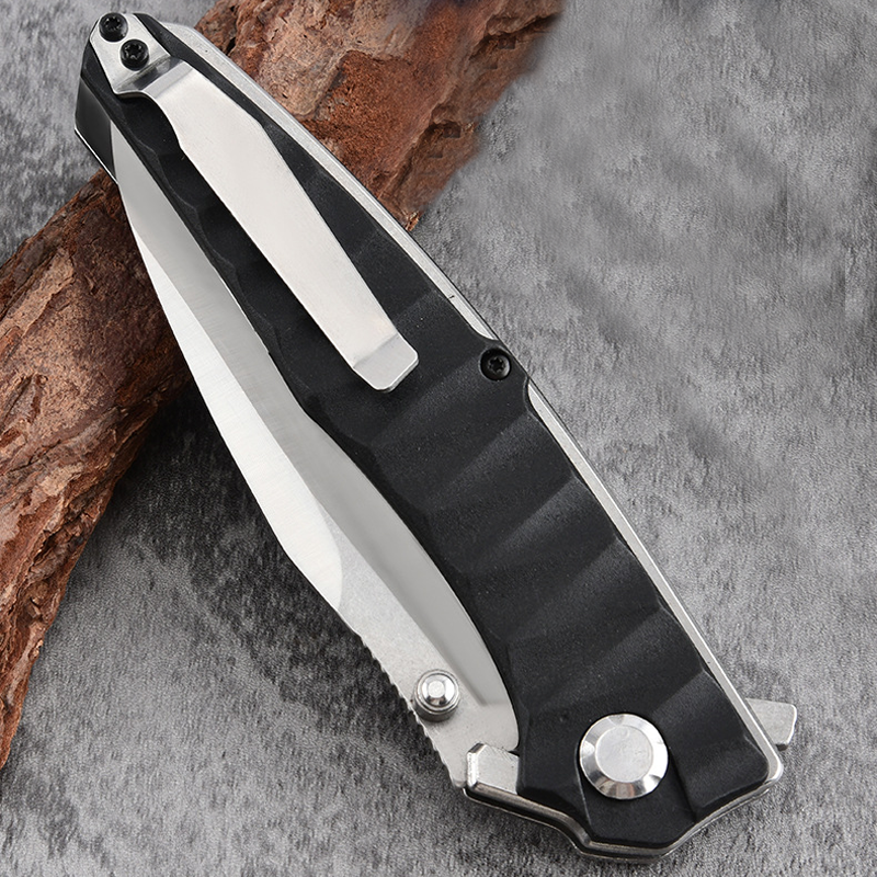 Stainless Steel Folding Knife – Ergonomic Handle Compact EDC Outdoor Camping Utility detail image
