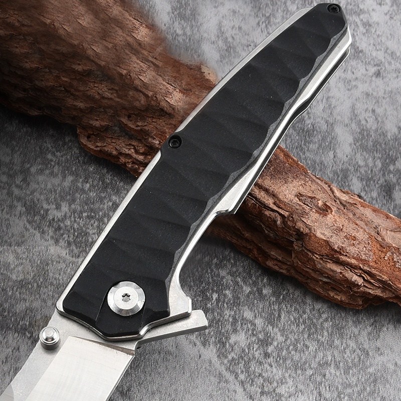 Stainless Steel Folding Knife – Ergonomic Handle Compact EDC Outdoor Camping Utility detail image - detail view 3