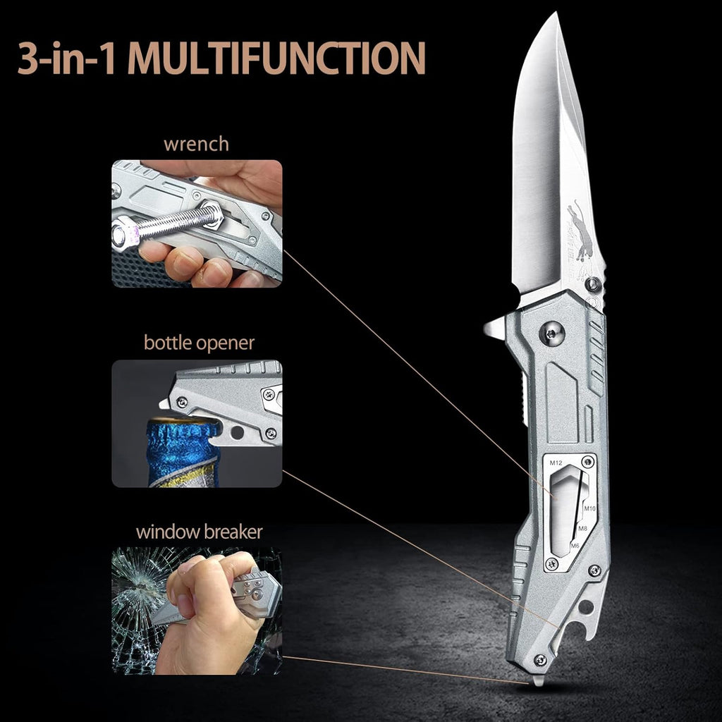 Stainless Steel Folding Knife – Leopard's Edge Multipurpose Pocket detail image - detail view 10