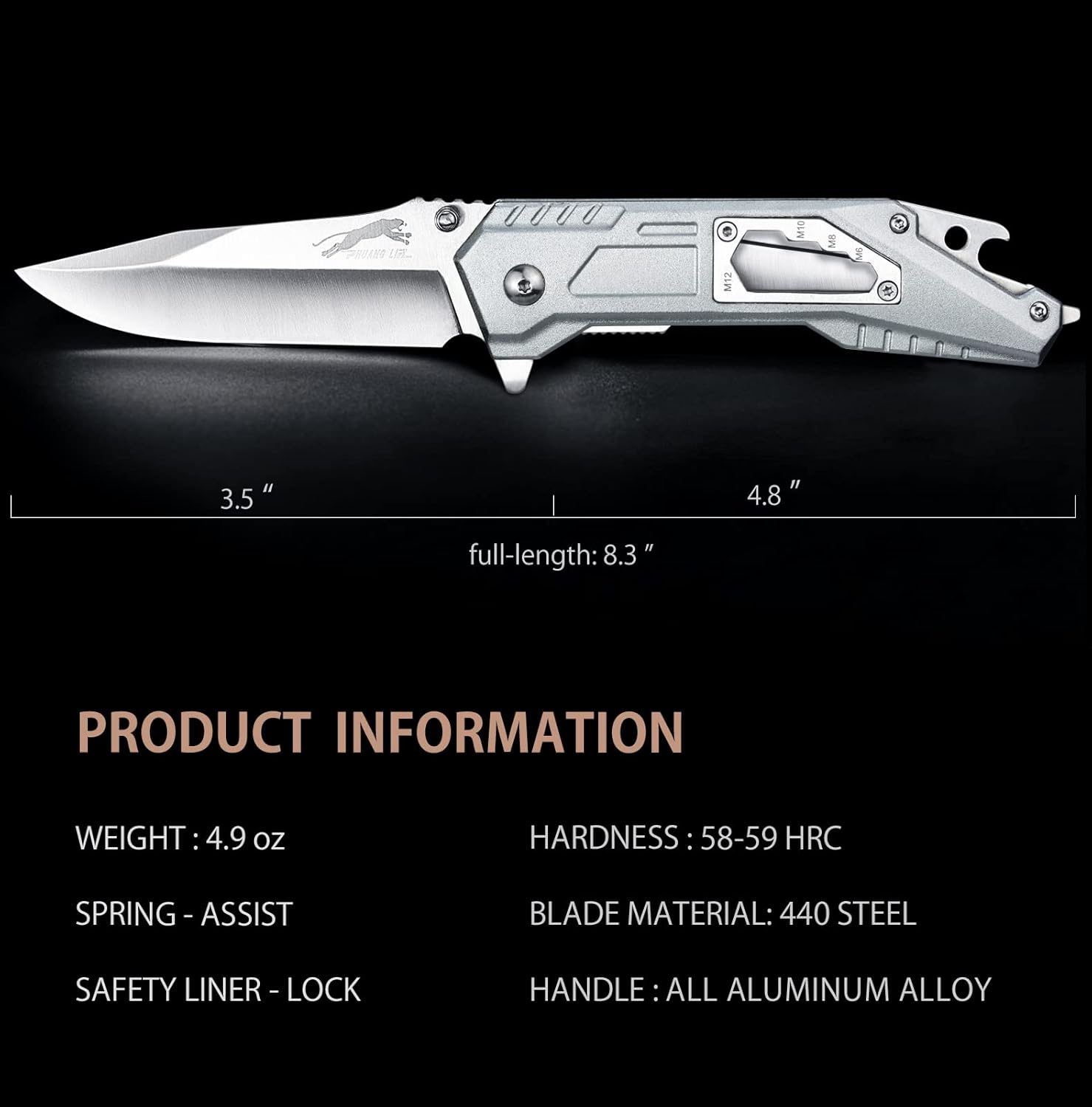 Stainless Steel Folding Knife – Leopard's Edge Multipurpose Pocket detail image - detail view 11