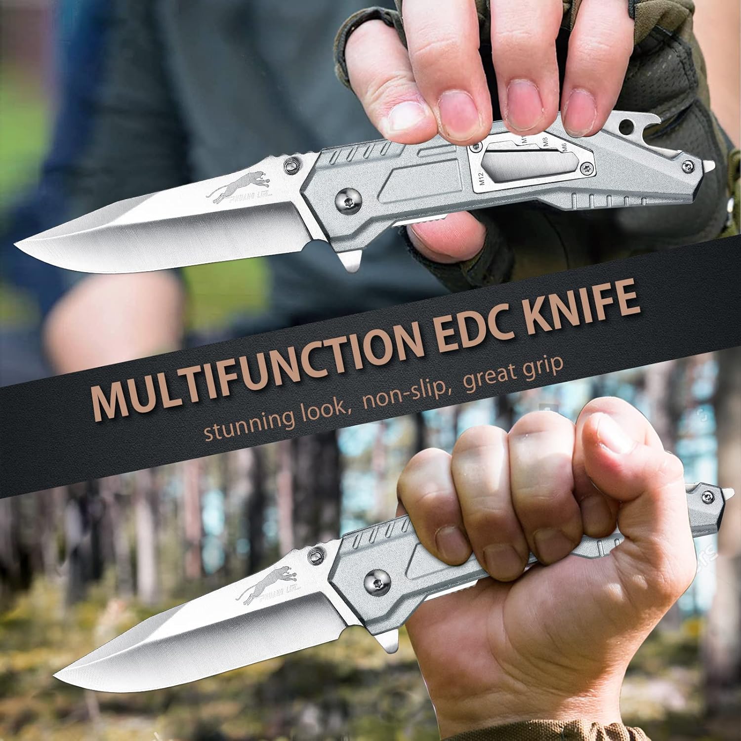 Stainless Steel Folding Knife – Leopard's Edge Multipurpose Pocket detail image - detail view 4