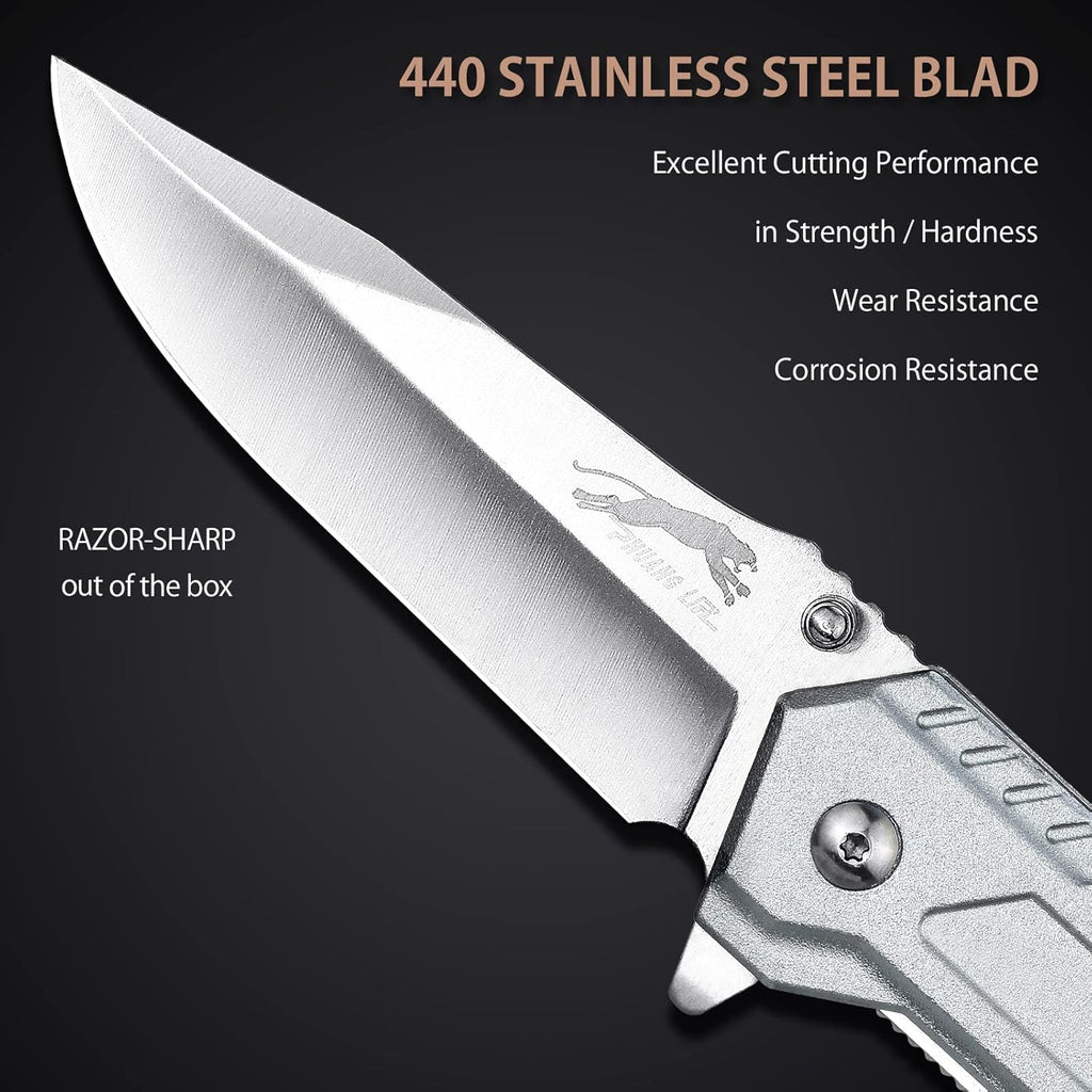 Stainless Steel Folding Knife – Leopard's Edge Multipurpose Pocket detail image - detail view 7