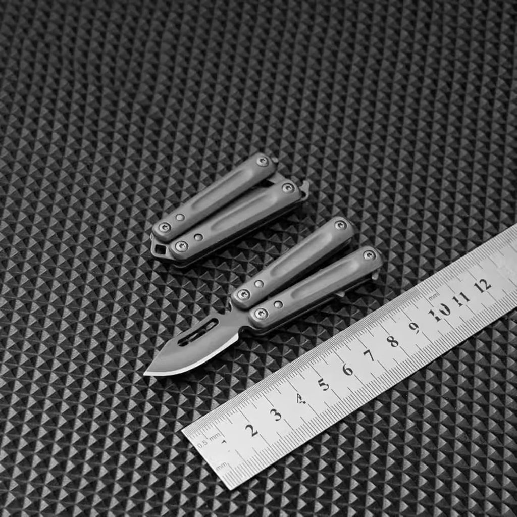 Stainless Steel Folding Knife – PicoBlade Mini Butterfly Keychain with EDC detail image