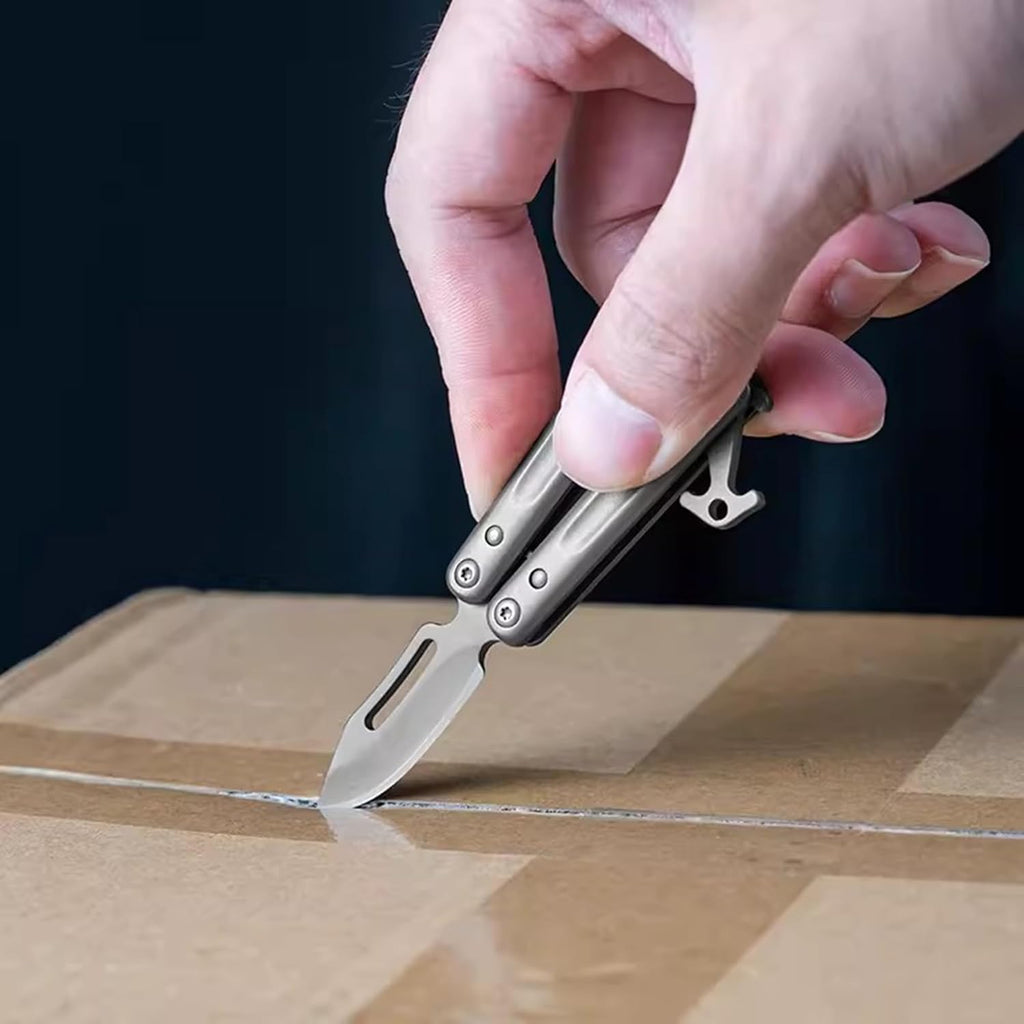 Stainless Steel Folding Knife – PicoBlade Mini Butterfly Keychain with EDC detail image - detail view 4
