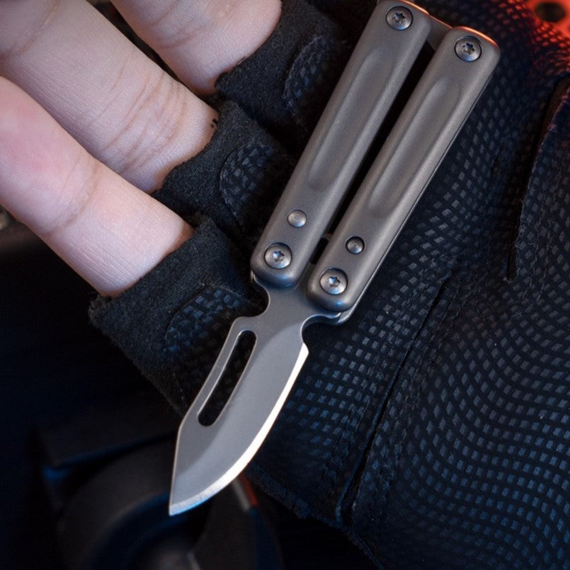 Stainless Steel Folding Knife – PicoBlade Mini Butterfly Keychain with EDC detail image - detail view 6