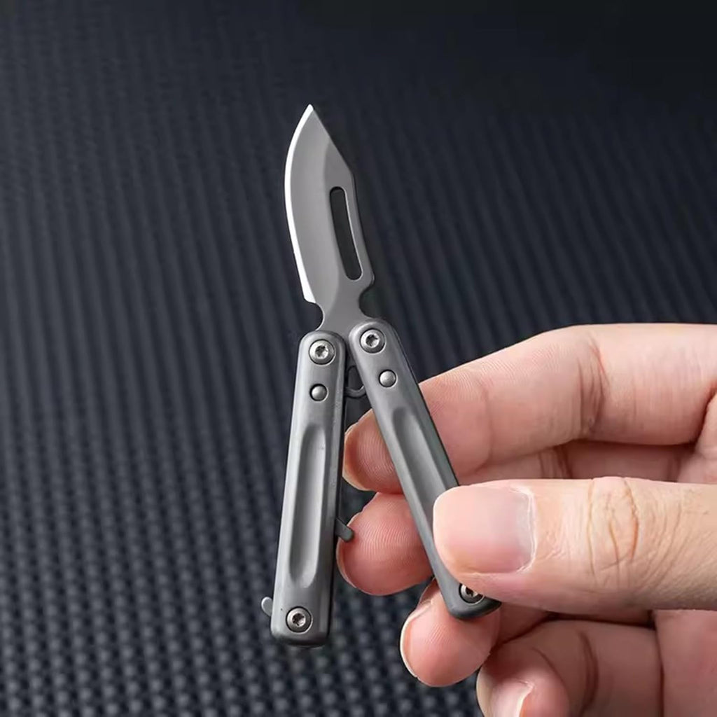 Stainless Steel Folding Knife – PicoBlade Mini Butterfly Keychain with EDC product image