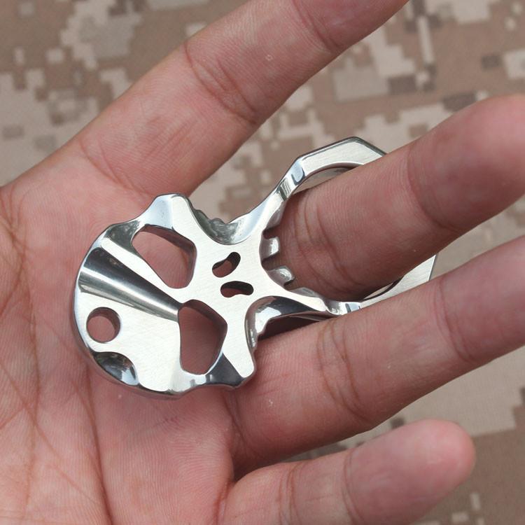 Stainless Steel Knuckles – Skull 9R18MOV Self Defense Keychain Tool detail image - detail view 3