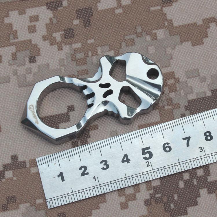Stainless Steel Knuckles – Skull 9R18MOV Self Defense Keychain Tool detail image - detail view 5