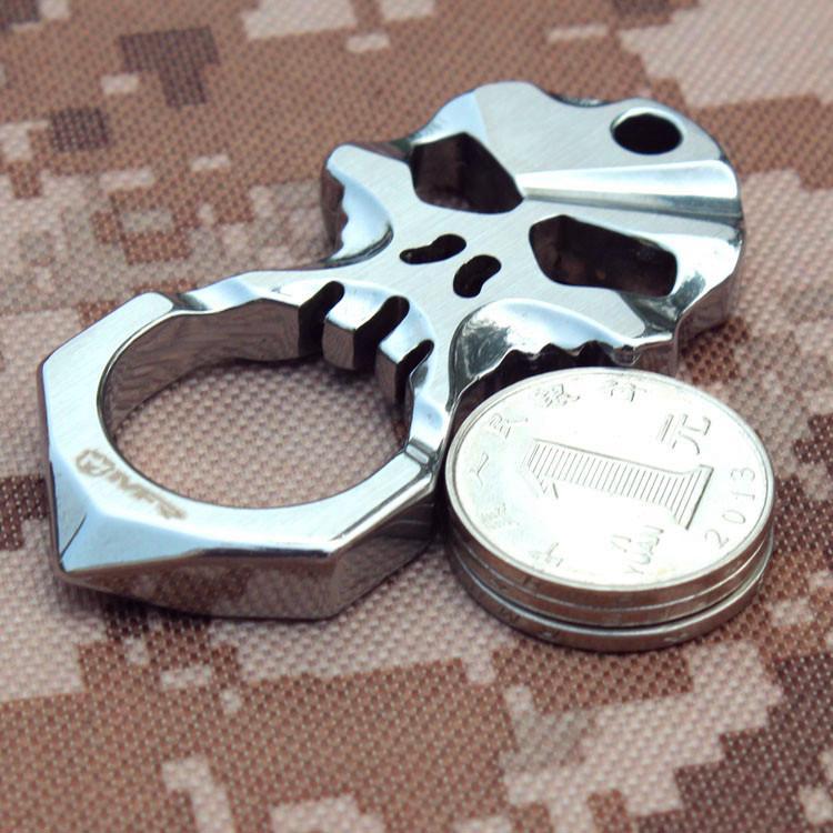 Stainless Steel Knuckles – Skull 9R18MOV Self Defense Keychain Tool detail image - detail view 6
