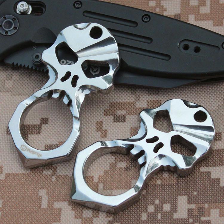 Stainless Steel Knuckles – Skull 9R18MOV Self Defense Keychain Tool detail image - detail view 7