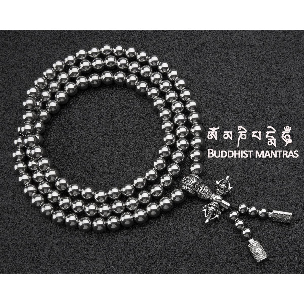 Stainless Steel Necklace – 108 Buddha Beads Mala with Multi-Function Self Defense detail image