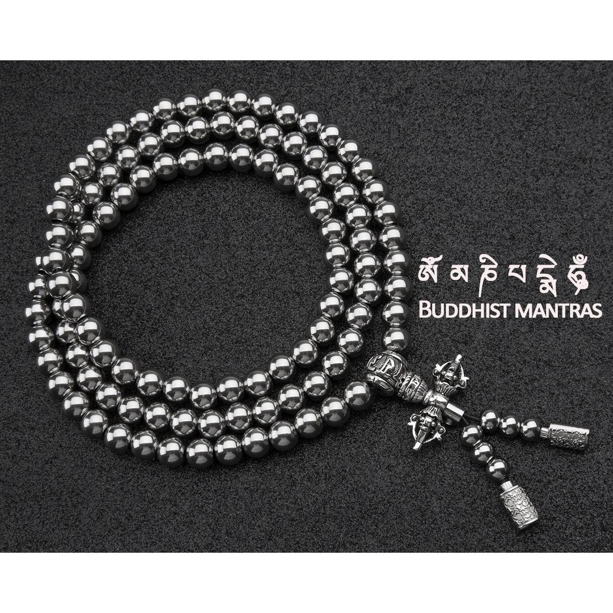 Stainless Steel Necklace – 108 Buddha Beads Mala with Multi-Function Self Defense detail image
