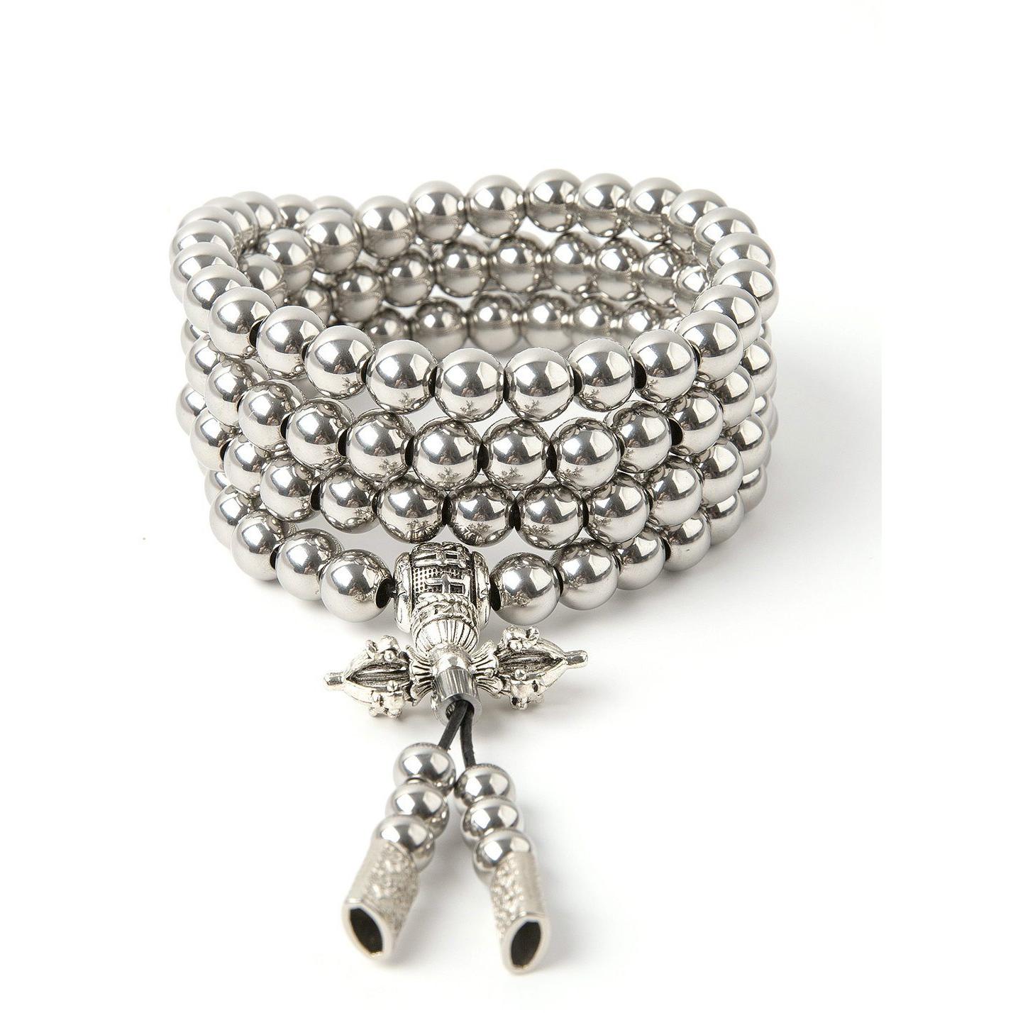 Stainless Steel Necklace – 108 Buddha Beads Mala with Multi-Function Self Defense detail image - detail view 5