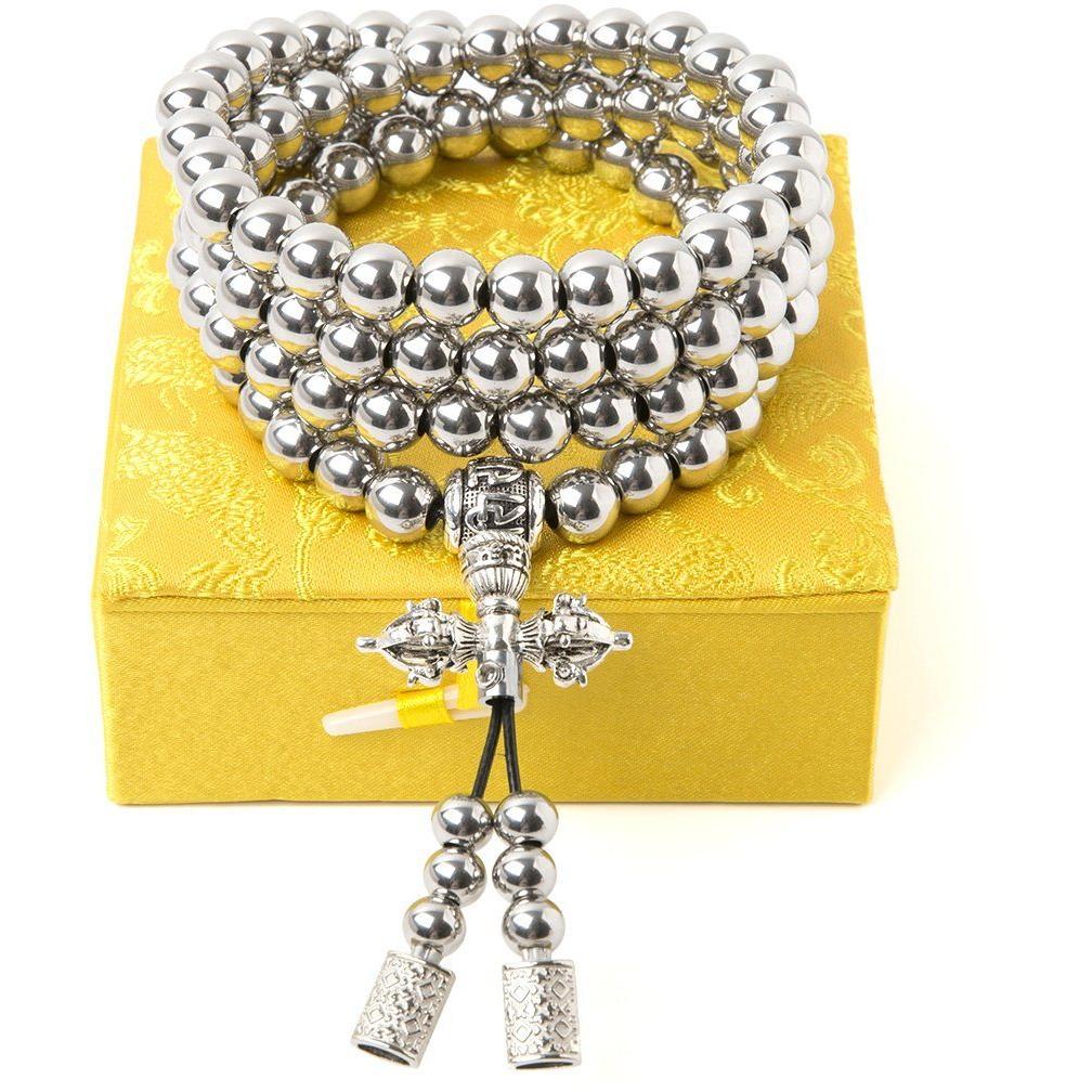 Stainless Steel Necklace – 108 Buddha Beads Mala with Multi-Function Self Defense detail image - detail view 8